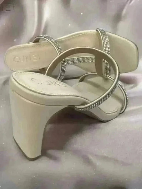 Womens White Shimmery Heels